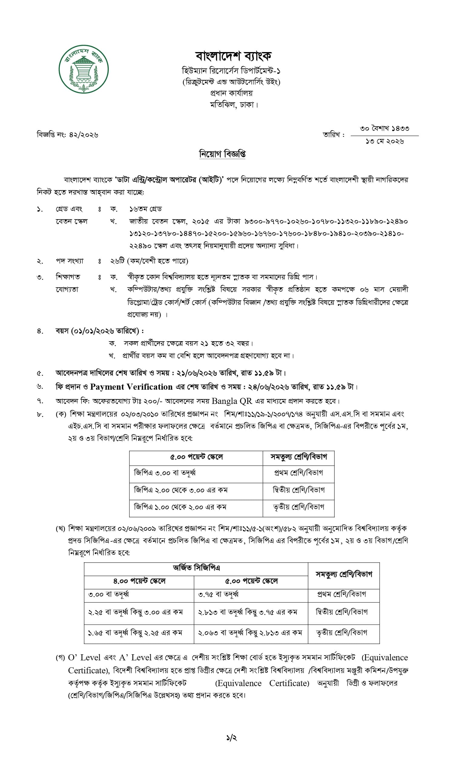 Job Circular 2026 - Image 1