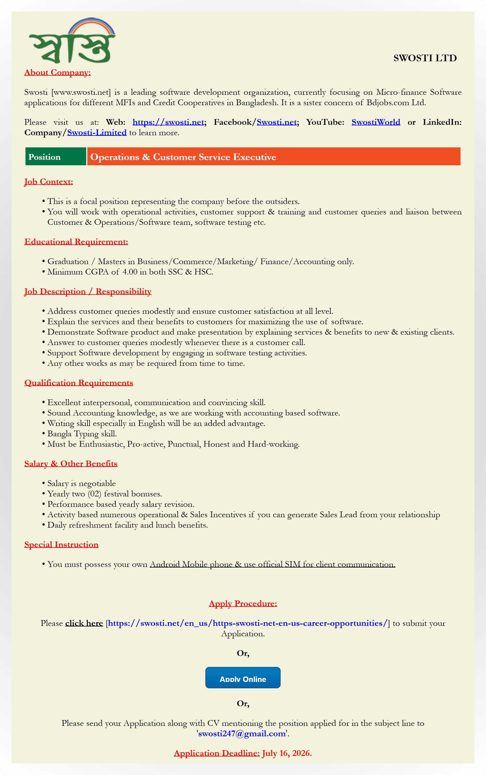 Job Circular 2026 - Image 1